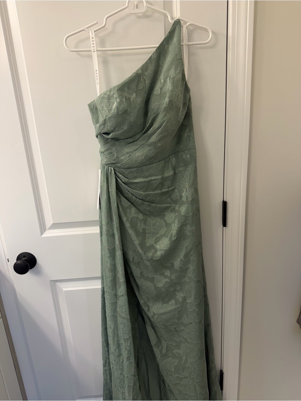 Azazie One-Shoulder Matcha Green Bridesmaid Dress - Picture 5 of 5